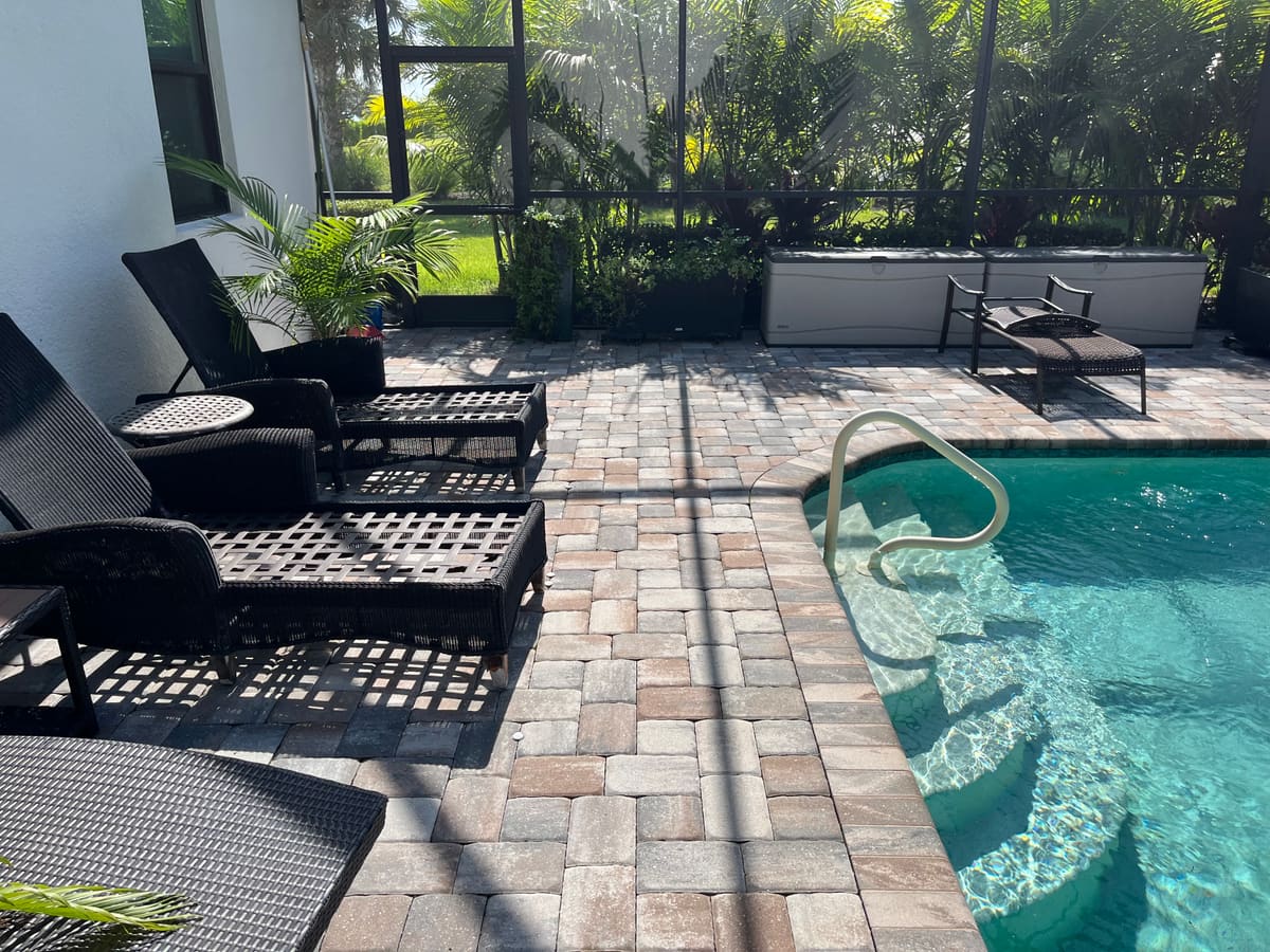 Paver patio after professional cleaning